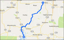 Nixa to Cape Fair Map