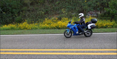 Teri Conrad on motorcycle