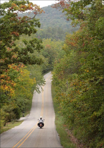 Solo rider on Arkansas Road