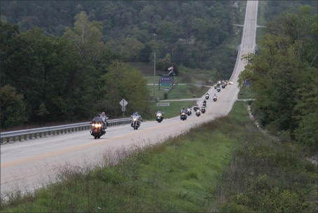 Motorcycles on an Arkansas highway